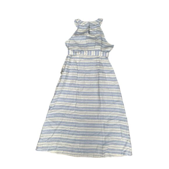 Sigrid Olsen 100% Linen A-line Halter striped Midi Dress Women’s S Blue/White - Picture 3 of 13
